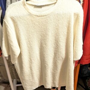 Zara Cream Ribbed Cropped Sweater Large